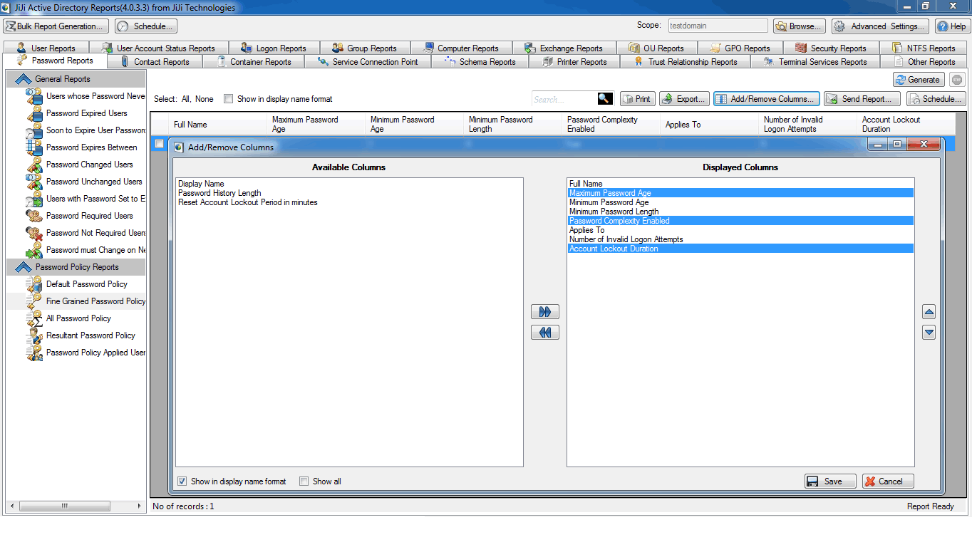 Active Directory Password Policy Report